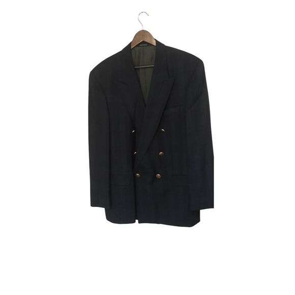 Desch Men's Italian Wool Double Breasted Tartan Plaid Sport Coat Size 44 Regular - Picture 2 of 13